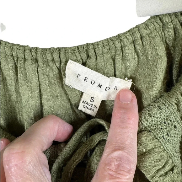 Promesa NWT  Prairie Collar Green Button Front size Small NWT Feminine Girlie - Picture 3 of 11